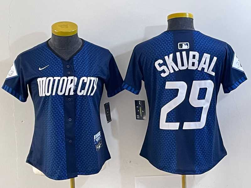 Women%27s Detroit Tigers #29 Tarik Skubal 2024 Navy City Connect Cool Base Limited Stitched Jersey